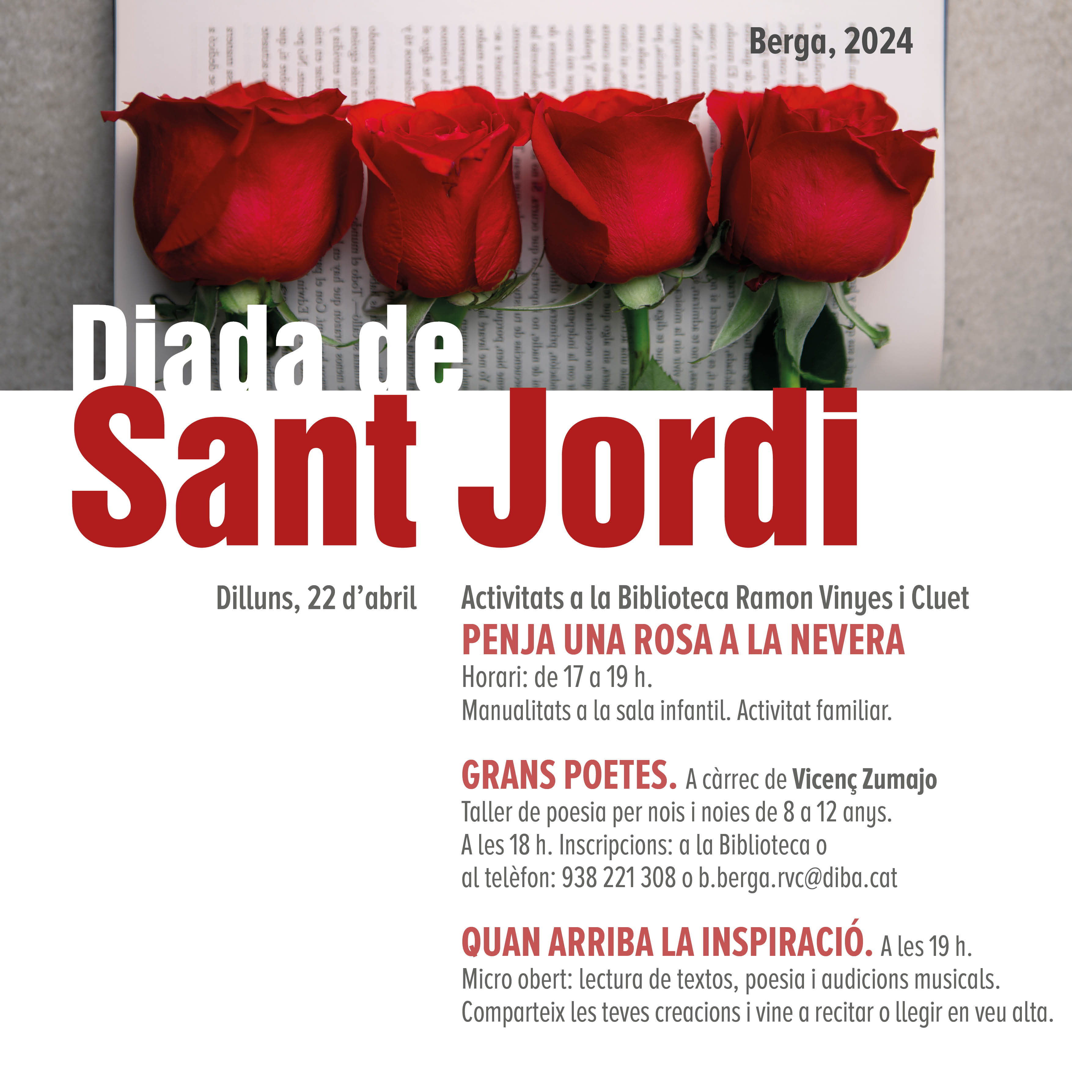 Diada de Sant Jordi: activitats a la Biblioteca Ramon Vinyes i Cluet