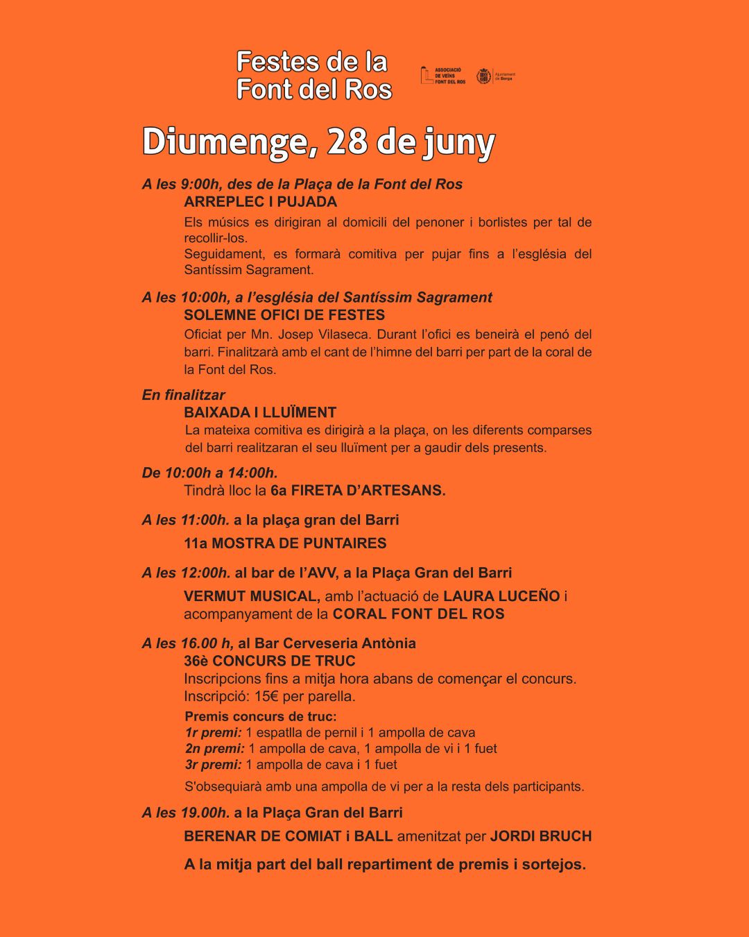 Programaci&oacute; - Festa Major de la Font del Ros 2026