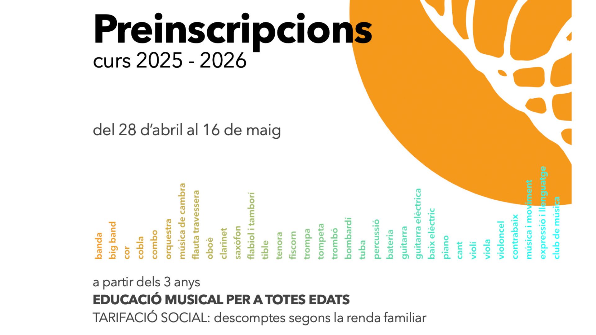 L'Escola Municipal de Música obre el període de preinscripció pel curs 2025-2026