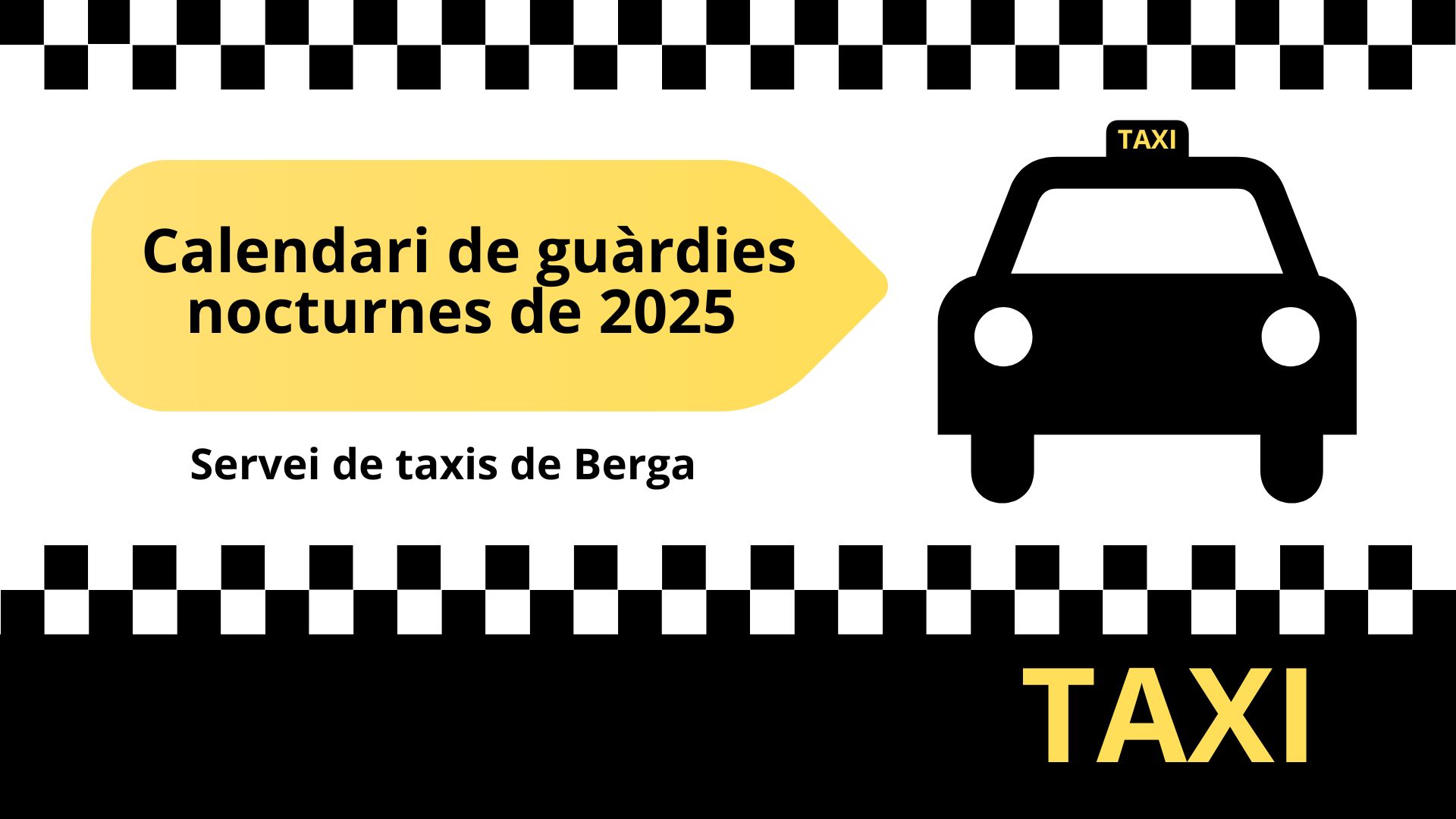 Calendari de guàrdies nocturnes del servei de taxis de Berga de 2025