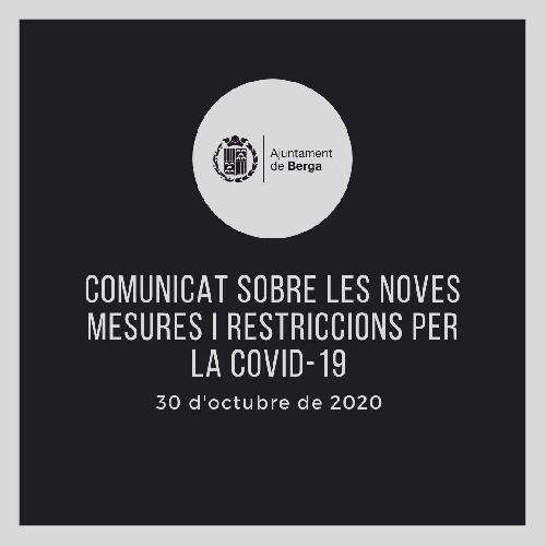 Comunicat sobre les noves mesures i restriccions establertes per frenar la Covid-19 