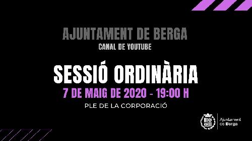 Berga celebrarà dijous el ple municipal corresponent al mes de maig per videoconferència