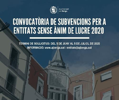 Berga destina 60.000€ a subvencionar projectes d'entitats locals sense ànim de lucre durant el 2020