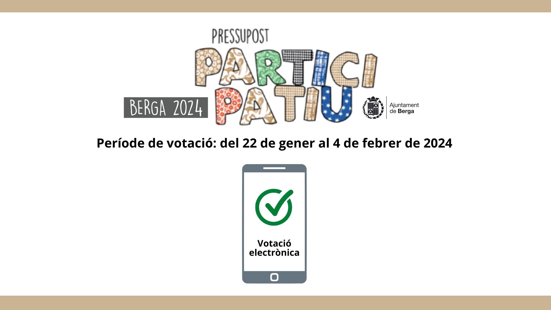 Berga obre la votació electrònica dels pressupostos participatius de 2024 que es farà del 22 de gener al 4 de febrer 