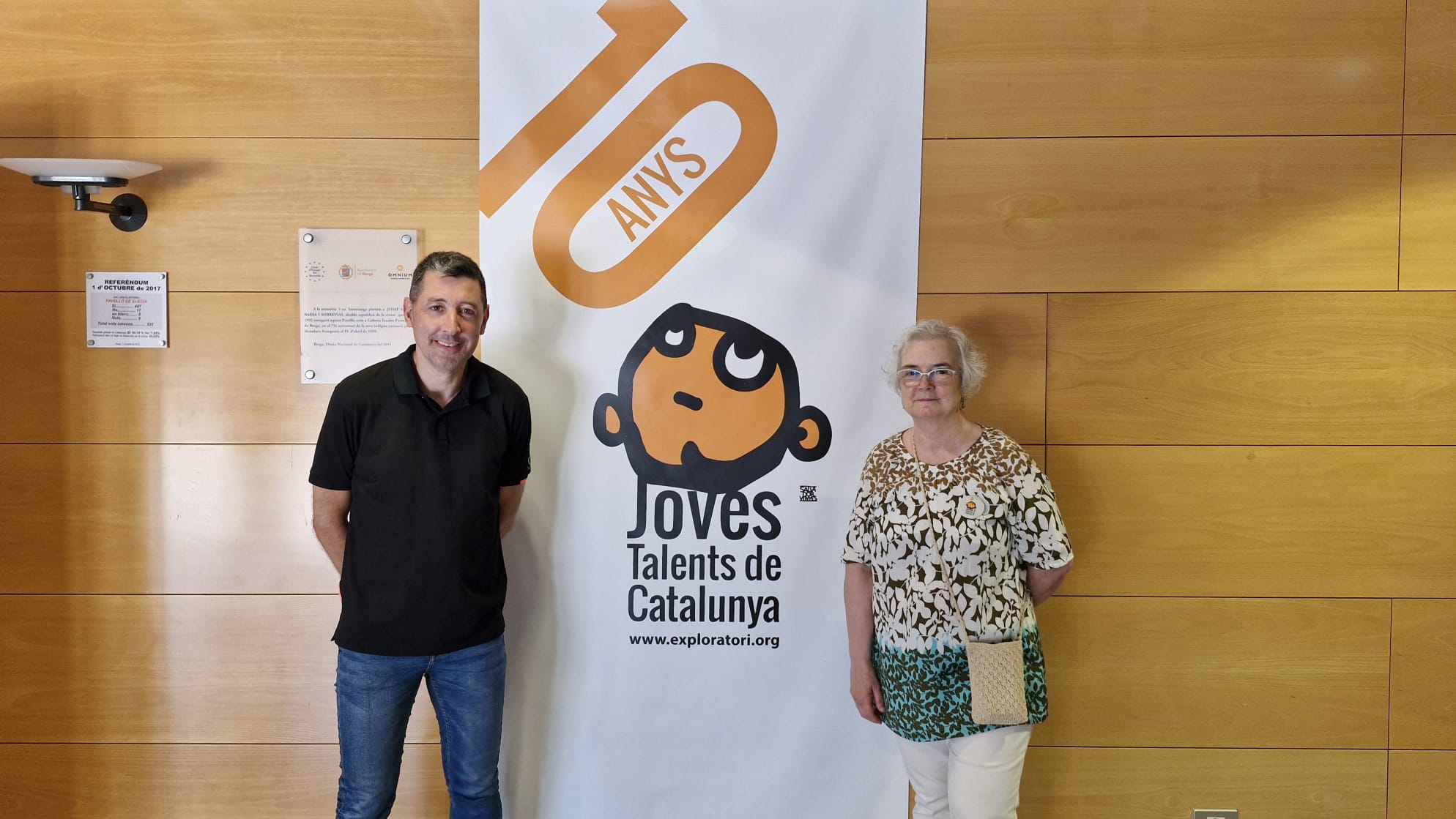 Ivan Sànchez (alcalde de Berga) i Dolors Grau (directora de l'Exploratori dels Recursos de la Natura) al Fòrum de Joves Talents de Catalunya 2025