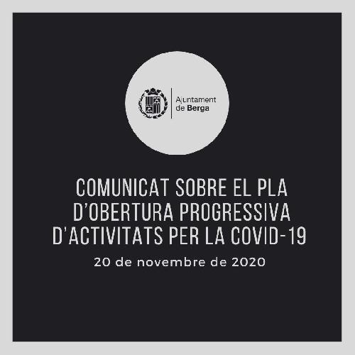 Comunicat sobre el Pla d'obertura progressiva d'activitats durant la segona onada de la Covid-19 