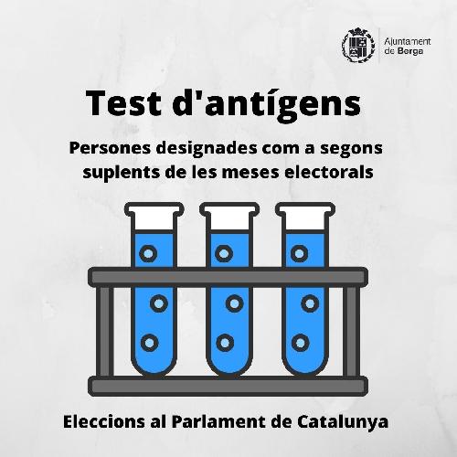  Salut amplia la realització de proves d'antígens a les persones designades com a segons suplents de les meses electorals del 14F 